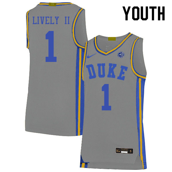 Youth #1 Dereck Lively II Duke Blue Devils 2022-23 College Stitched Basketball Jerseys Sale-Gray - Click Image to Close